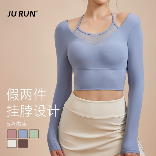 Winter New Sexy Two-Piece Yoga Set Long-Sleeve T-Shirt Tight Slimming Outdoor Sports Running Fitness Top