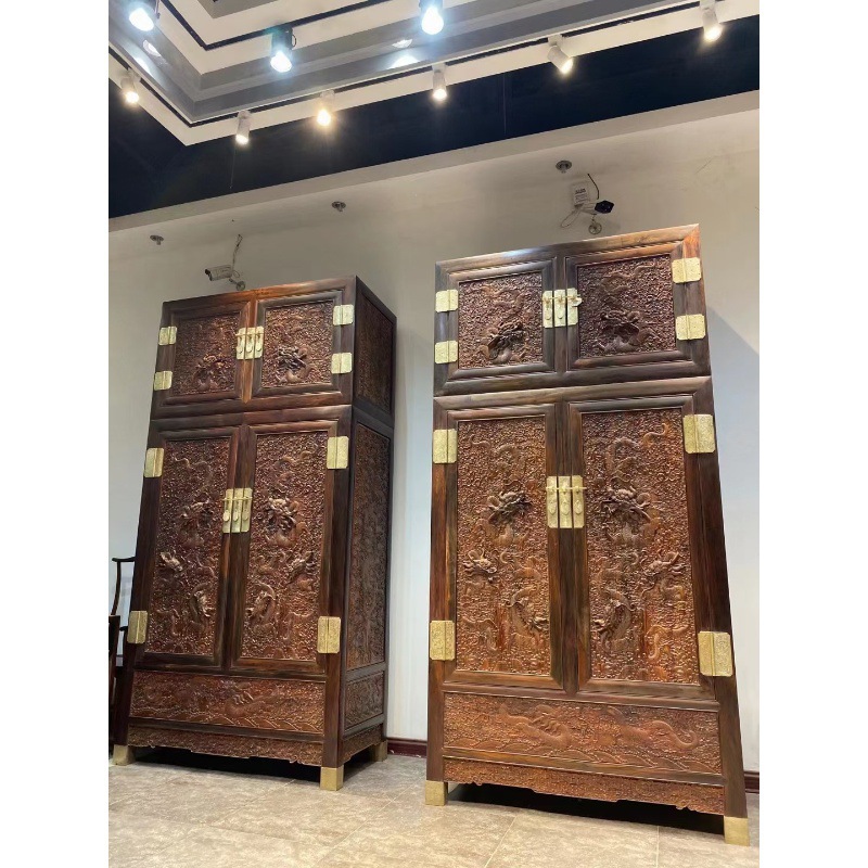 Laos Rosewood Cochin Rosewood Full Carved Dragon Top Box Cabinet Bedroom Wardrobe Large Wardrobe