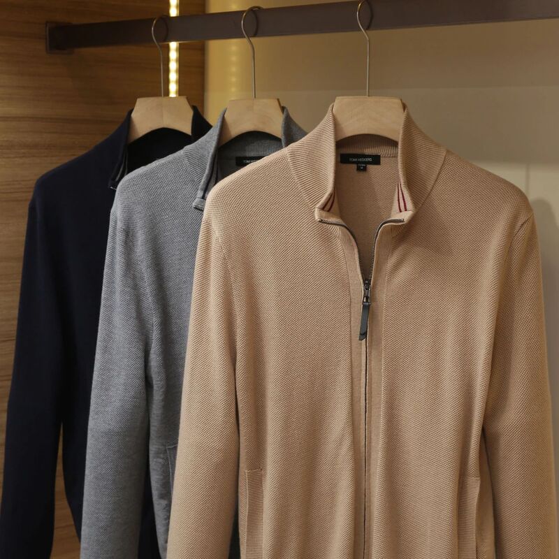 Cabinet 1900 Multiple 3D Crochet Jacquard Wool Lyocell Autumn and Winter Men's British Knit Zip Jacket Coat