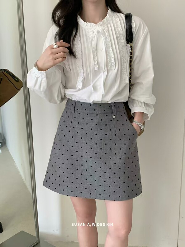 苏珊 韩系时尚复古波点高腰显瘦半身裙女2025秋季新款短裙TS251|undefined