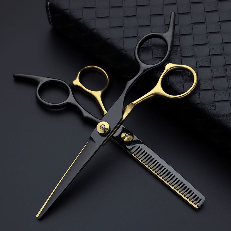 Tesoura profissional para desbaste e corte de franja, ideal para mulheres que desejam cortar o próprio cabelo em casa._voghion.com
