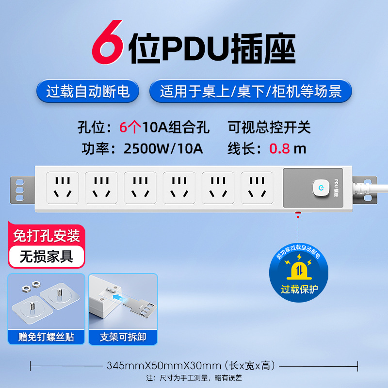 Zócalo PDU genuino oficial con enchufe USB multi-enchufe, tablero de interruptor independiente con cable de arrastre a prueba de sobretensiones