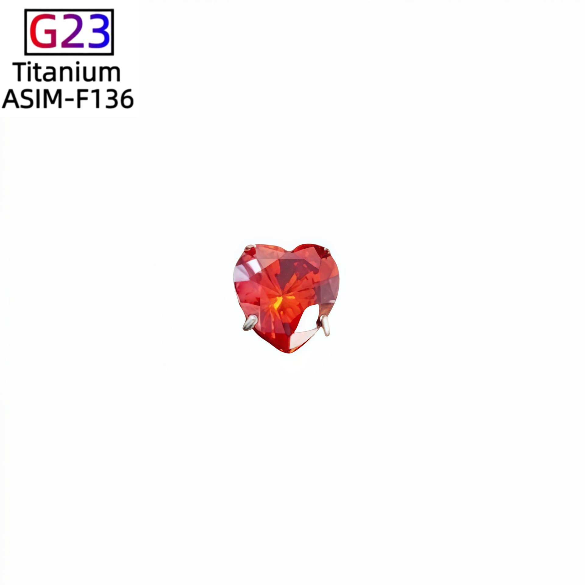 G23 Titanium Earring Heart Zircon Four-Claw Pointed Bottom Ear Bone Nails Lip Eyebrow Nails detail image 10