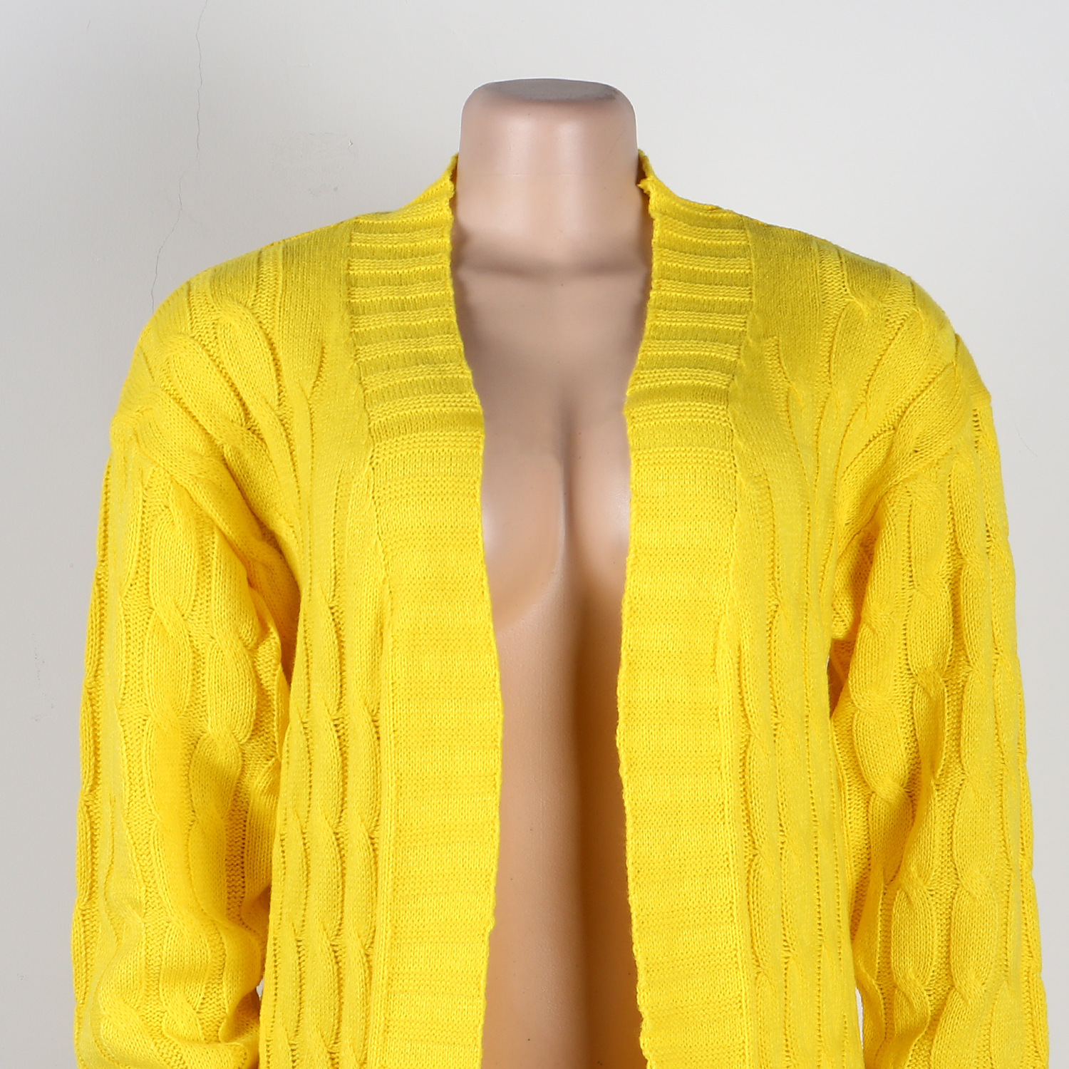 Damen Strickjacke Lang Aus Grobstrick In Unifarben Wintermantel_voghion.com