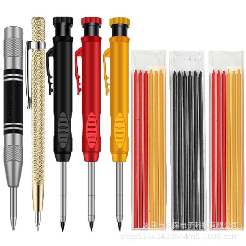 Lápiz agujero profundo carpintería pluma móvil carpintería pintura ingeniería pluma ajustable marcado grafito recarga con pelador
