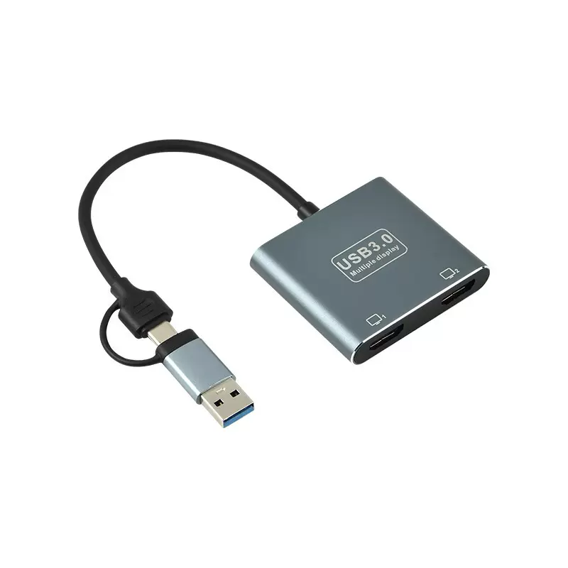 跨境批发USB3.0转双HDMI转接线 TYPEC双头支持MST三屏异显 M1/M2