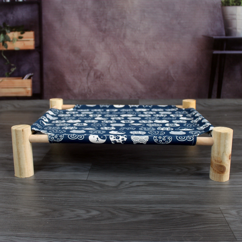 Cama de marcha para mascotas, hamaca de cuatro esquinas, cama de gato y perro extraíble y lavable en cuatro estaciones, hamaca de gato de madera maciza, suministro directo de fábrica