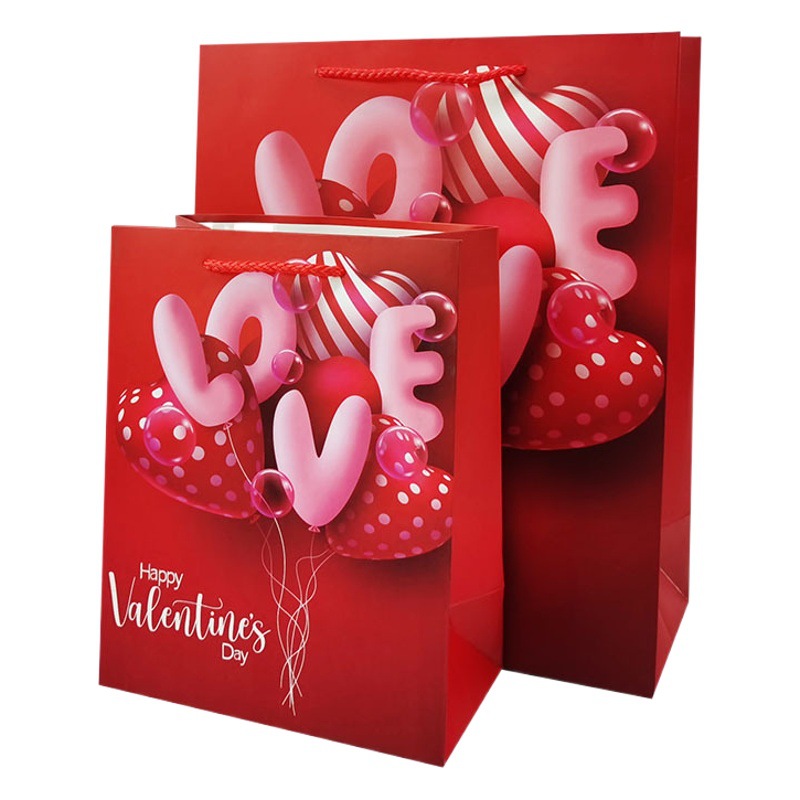 Suministro de suministro de comercio exterior bolsa de cartón Blanco Bolsa de regalo Día de San Valentín amor globo Regalo De vacaciones embalaje al por mayor