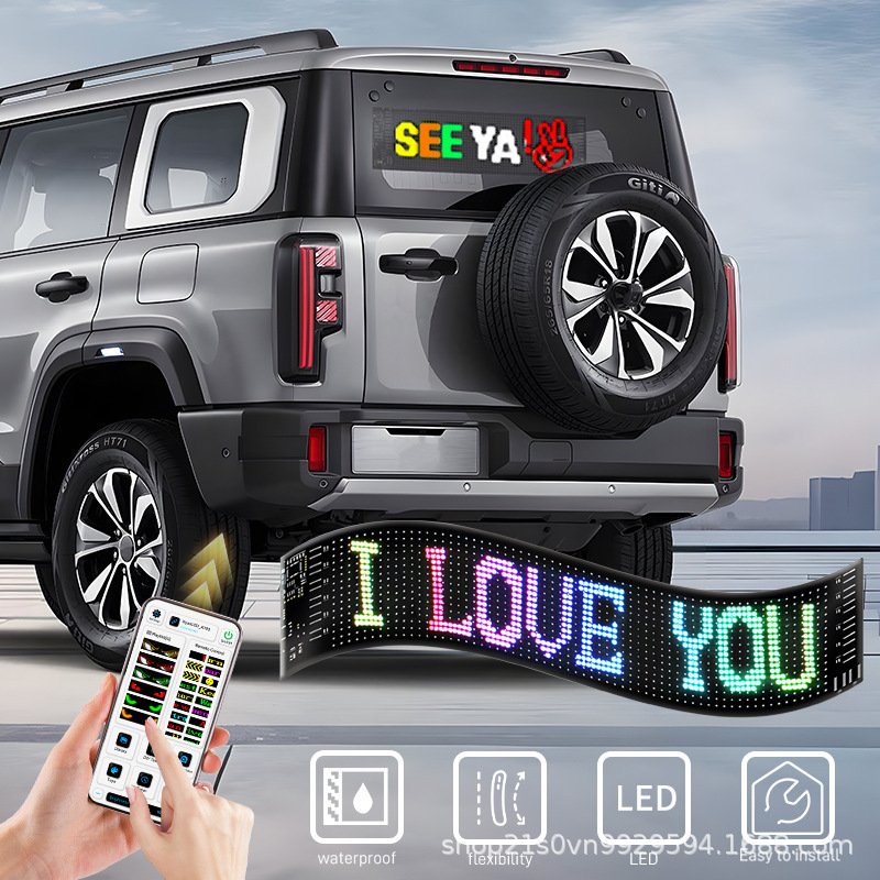 Pantalla blanda USB automóvil pantalla de publicidad flexible APP Bluetooth ventana trasera vidrio emoticon ojo del diablo pantalla LED