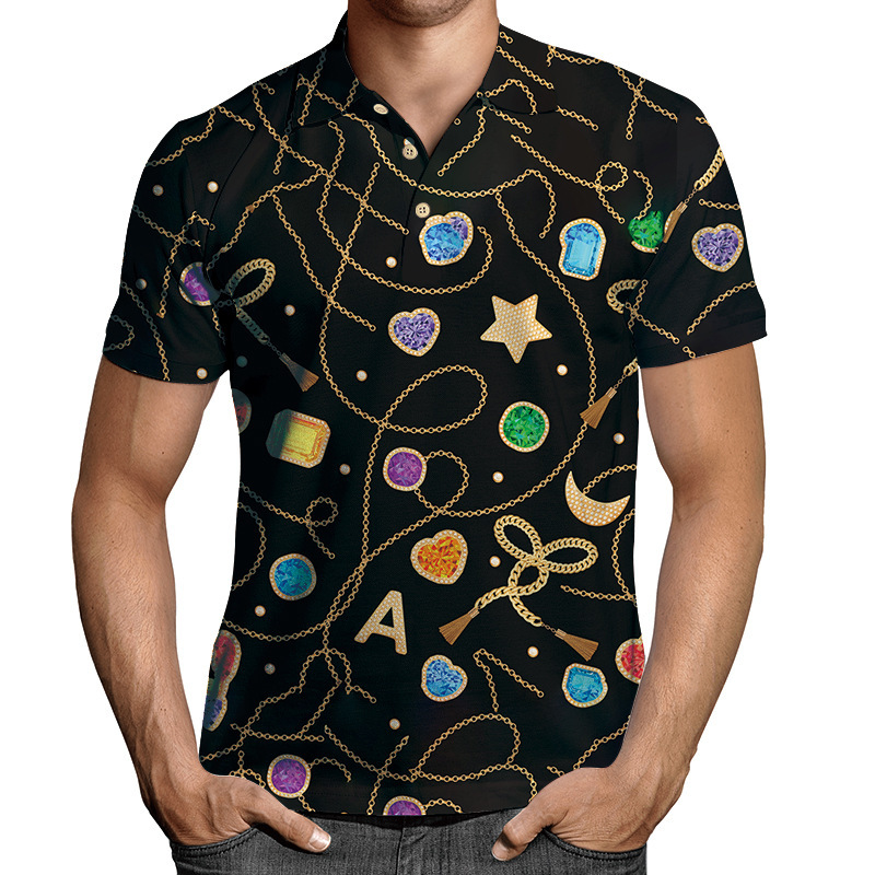 Polo da uomo a maniche corte maglia business con design 3d_voghion.com