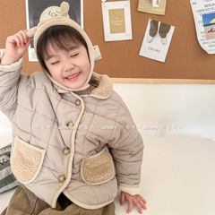 2023 Kids' Clothing Autumn/Winter Collection: Korean-Style Fleece-Lined, Thick Cotton Coats for Girls – Winter Style Outerwear, Model 122680