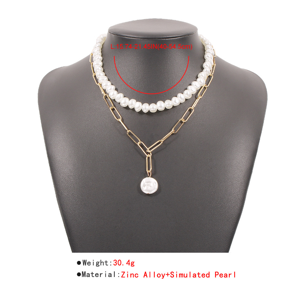 Simple Pearl Chain Pendent Double-layer Clavicle Chain display picture 4