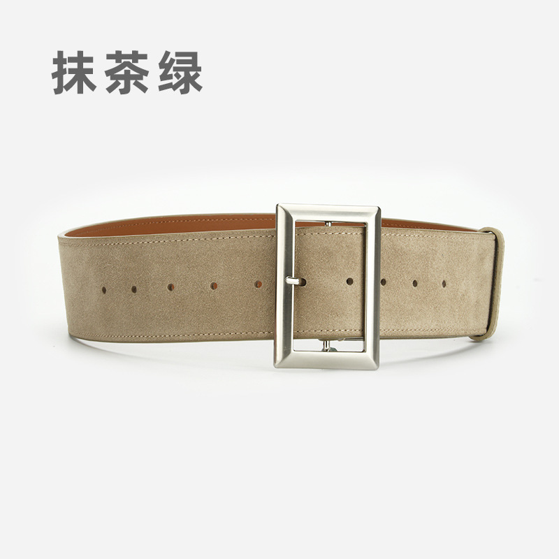New Women's Leather Belt Fashion Alloy Wide Waist Belt Genuine Leather Waist Cincher Retro Decorative Slimming Versatile Simple - Thumbnail 7