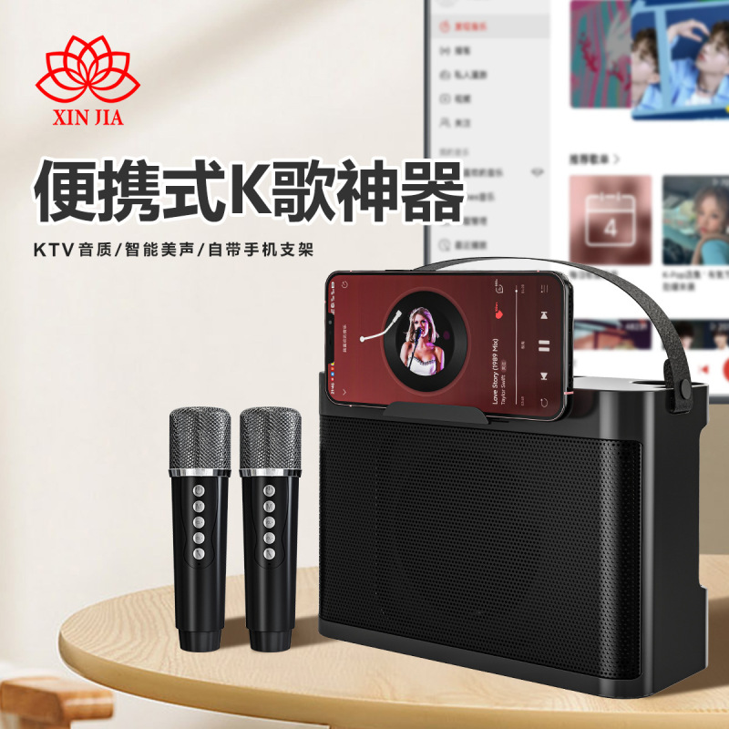YS219 ポータブル Bluetooth スピーカー屋外スピーカーカラオケホームワイヤレスマイク歌う家族 ktv セット|undefined