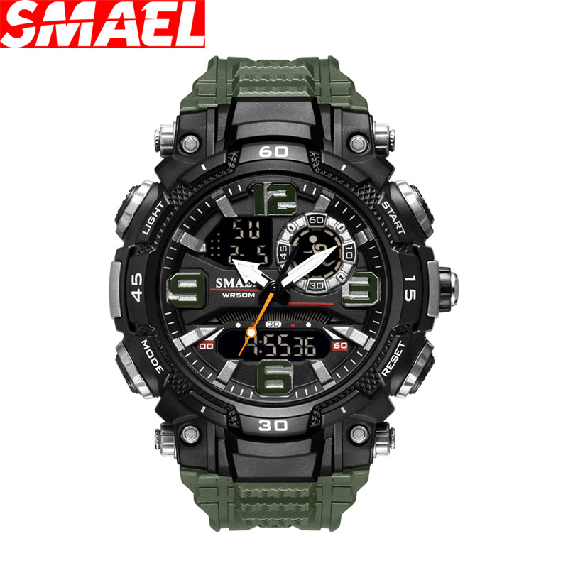 SMAEL Smale 1921 reloj deportivo de doble movimiento para hombres reloj de estudiante de alarma luminosa de sincronización multifunción