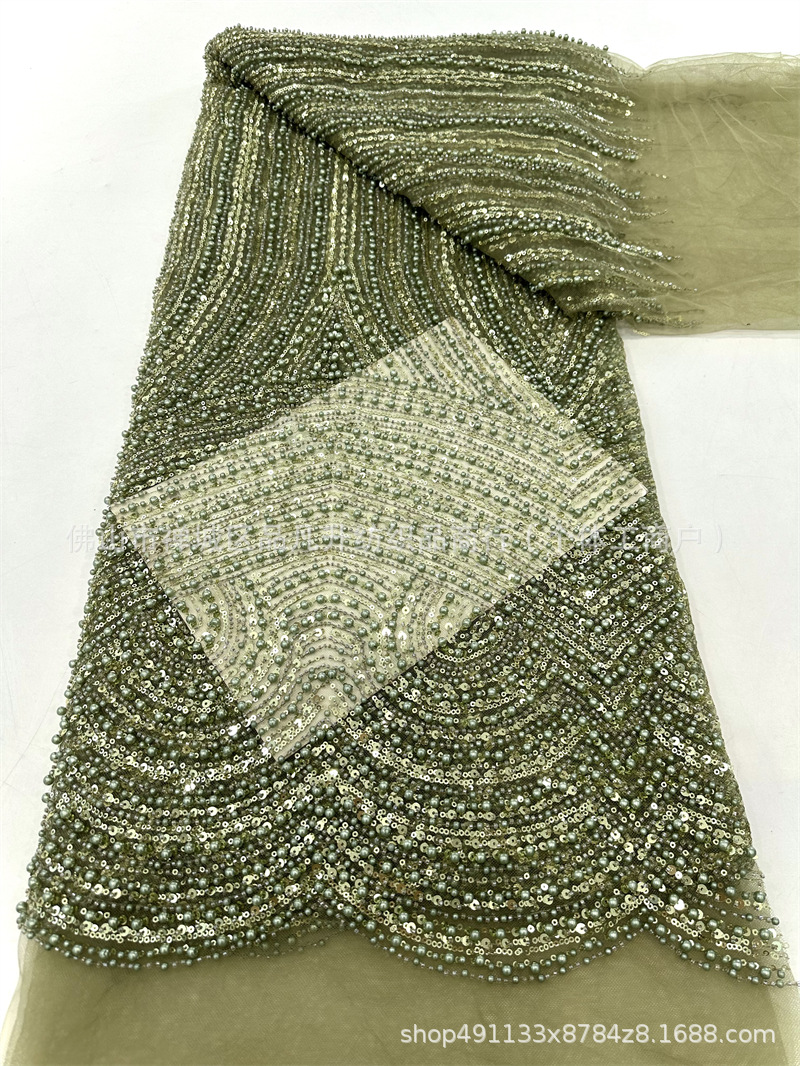 Fabricas de bordado de malla de cuentas pesadas Gao Ding vestido de boda vestido de moda cena vestido de cuentas tela de vestido