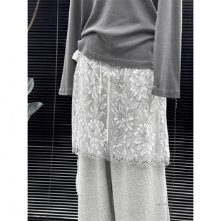 Black High-Waisted Slimming Fashion Layered Irregular Lace Skirt Apron for Women, Summer 2025 New Style