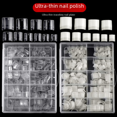 新款美甲短款法式半貼甲片 超薄自然防水假指甲自然貼合500片盒裝