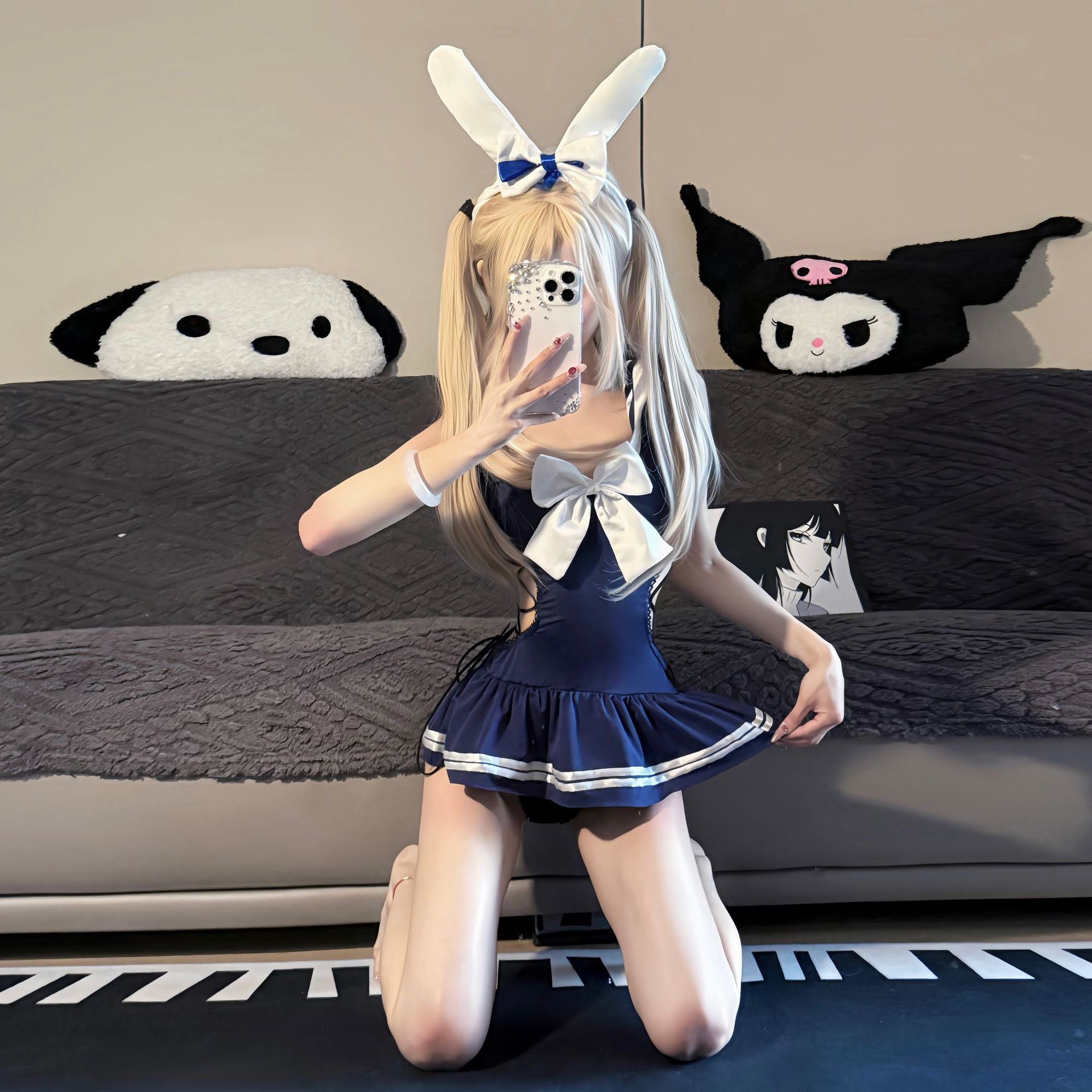 Chao Mu Sexy Underwear Pure Desire School Bunny Uniform No-take-off Crotch Swimsuit Women's Strap qqny1582