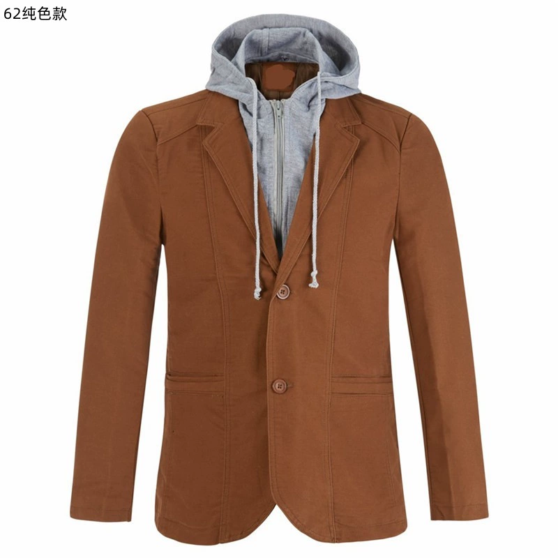 Осенний классический пиджак с капюшоном, мужской комплект, slim fit, плюс размер