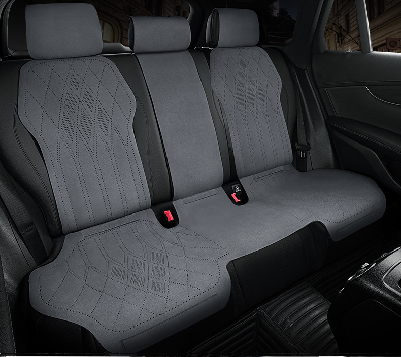 Car One-Piece Saddle Cushion, Universal for All Seasons, Suede Leather Perforated Breathable Seat Cushion, Seat Cover