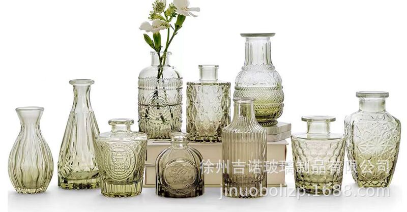 国境を越えた卸売り復古ガラス花瓶マドリードのミニ乾燥花瓶小清新装飾置物セット|undefined