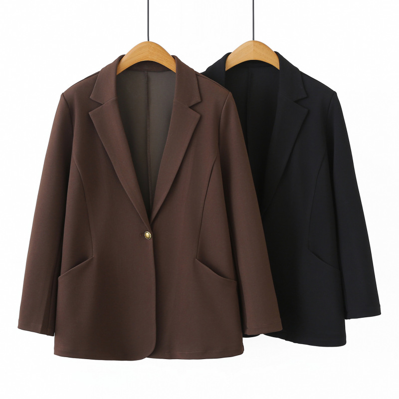 2026 Spring and Autumn Plus Size Women's Slimming V-Neck Blazer Cardigan Jacket Elastic Top 2602