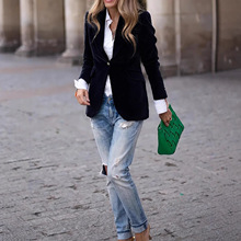 2025春季新品亚马逊独立站ebay欧美金丝绒气质优雅修身小西装外套