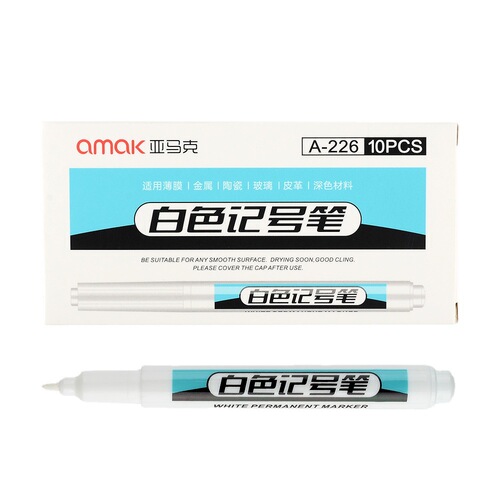 Yamak 226 White Oil-Based Marker Pen — Fade-Resistant for Painting, Greeting Cards, Writing, and Graffiti on Car Tires