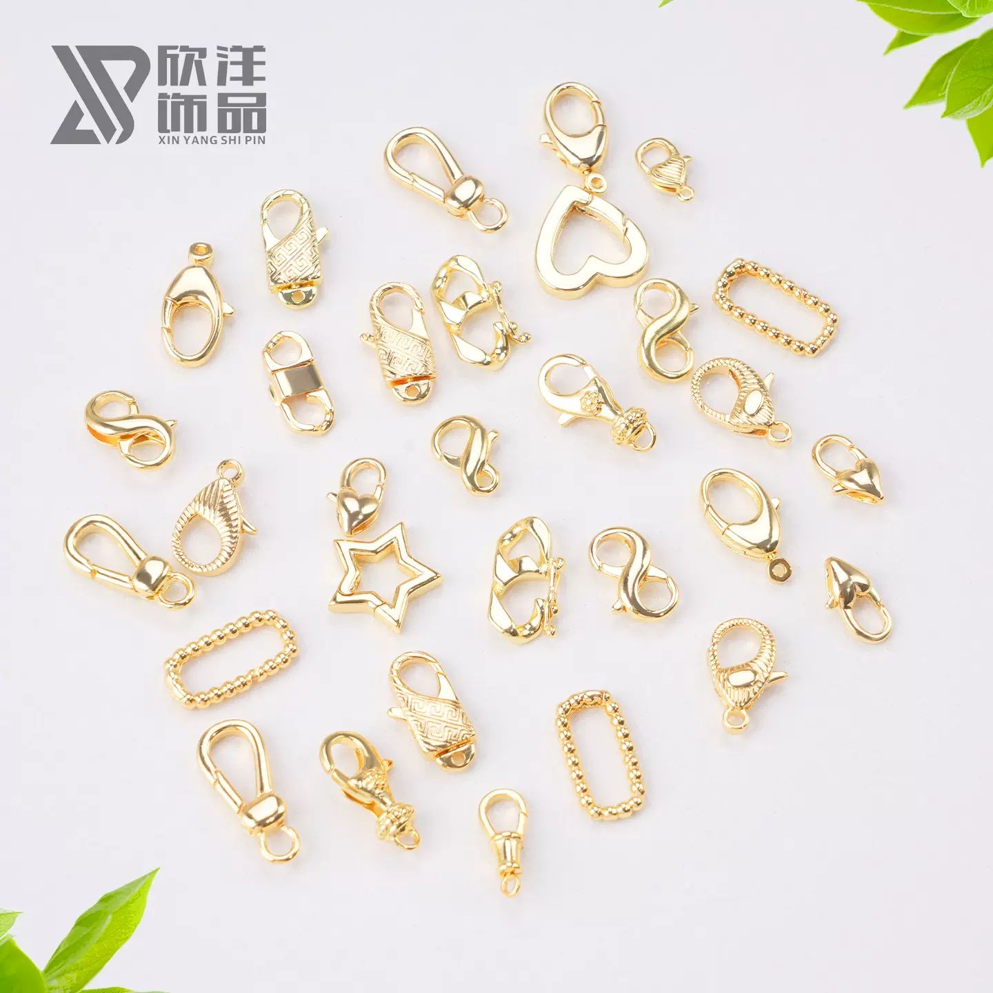 定制diy饰品黄铜铸造保色18K真金龙虾扣长方形扣椭圆异形扣万能扣