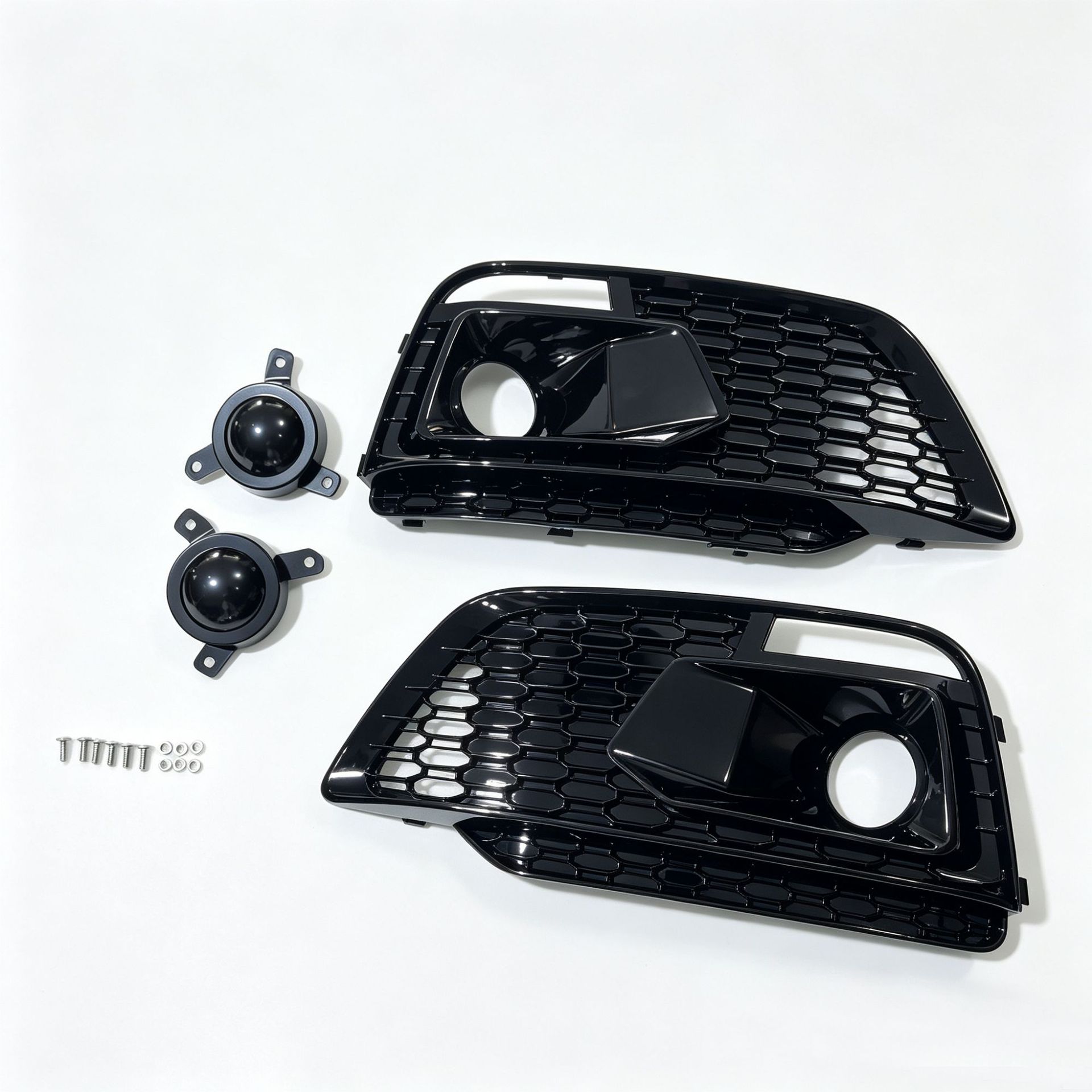 Suitable for 2018 2019 2020 Audi Q5 Fy Fog Light Grille Honeycomb Mesh Glossy Black Sline Adaptation