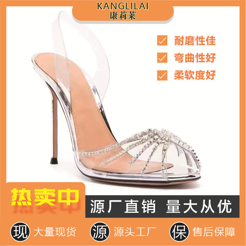 Huidong factory summer European and American hollow fish mouth Roman women's shoes rhinestone transparent fashion sandals wine high heel sandals Huidong factory summer European and American hollow fish mouth Roman women's shoes rhinestone transparent fashion sandals wine high heel sandals