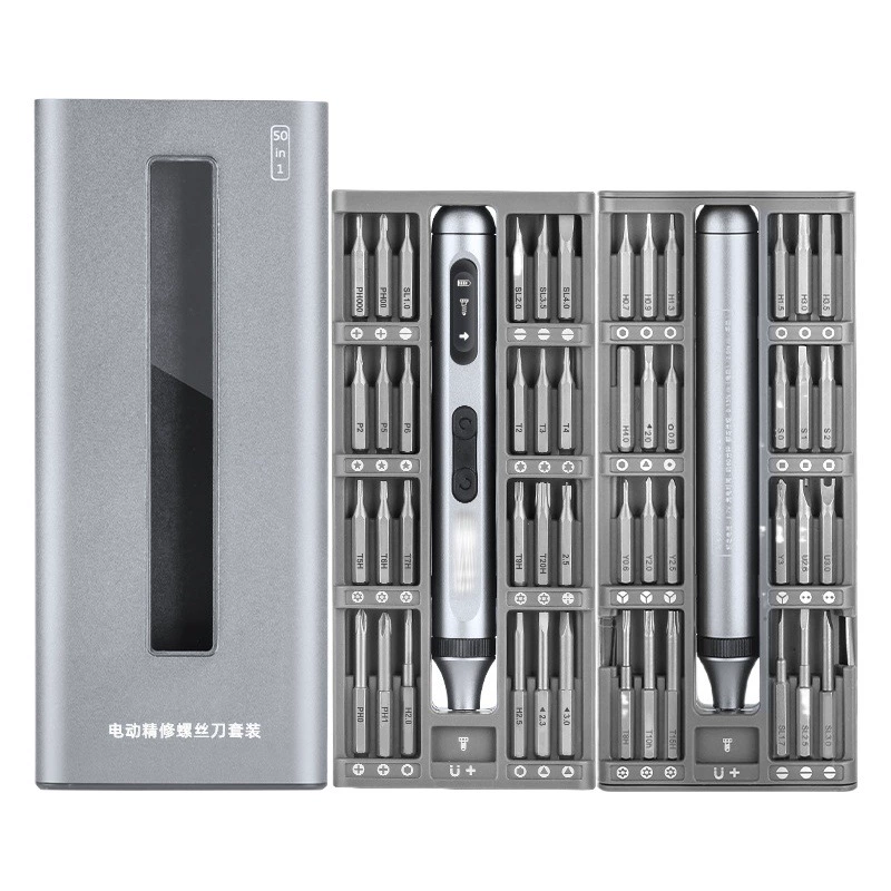 Трансграничный бесшумный 50-в-1 Прочный долговечный перезаряжаемый Многофункциональный прецизионный электрический отвертка с большим крутящим моментом