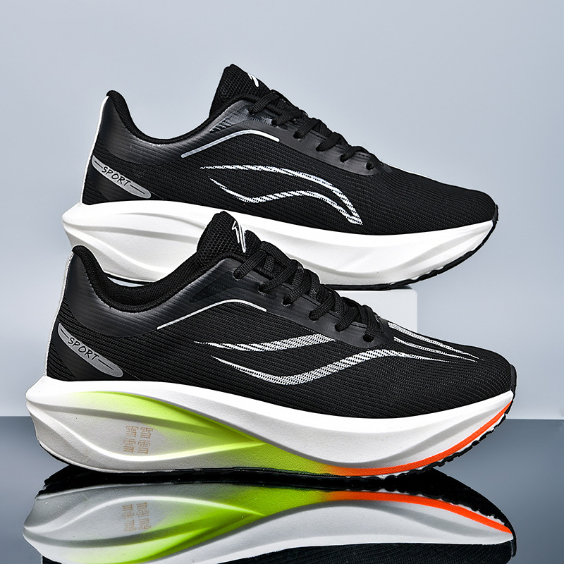 Feidian 5 zapatos para correr con tabla de carbono para estudiantes de secundaria examen de educación física para estudiantes de primaria clase de educación física ligero y transpirable superficie de malla absorción de impactos hombres