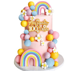 35 ピース/セットソフトクレイレインボーケーキデコレーションプラグインボヘミアンスタイルバルーン女の子子供の誕生日パーティーの装飾品
