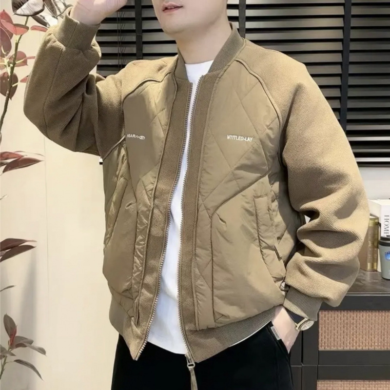 가을과 겨울 남자 누빔안감 바느질 자수 야구 칼라면 패딩 재킷 유행 올 매치 콜드 방지 따뜻한 재킷