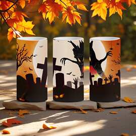 厂家货源万圣节印刷墓地幽灵装饰灯 7号电池电子柱形LED灯图片DIY