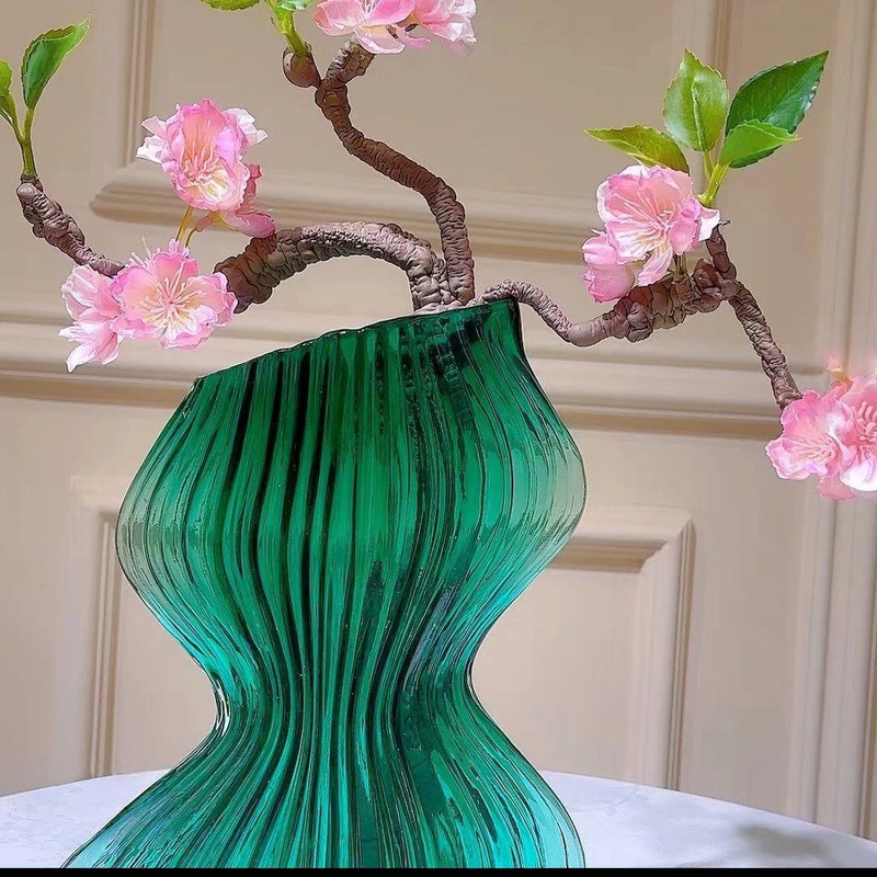 Nicho creativo mariposa cintura jarrón de vidrio transparente sala de estar mesa de comedor flor de agua lirio flor seca decoración ornamentos