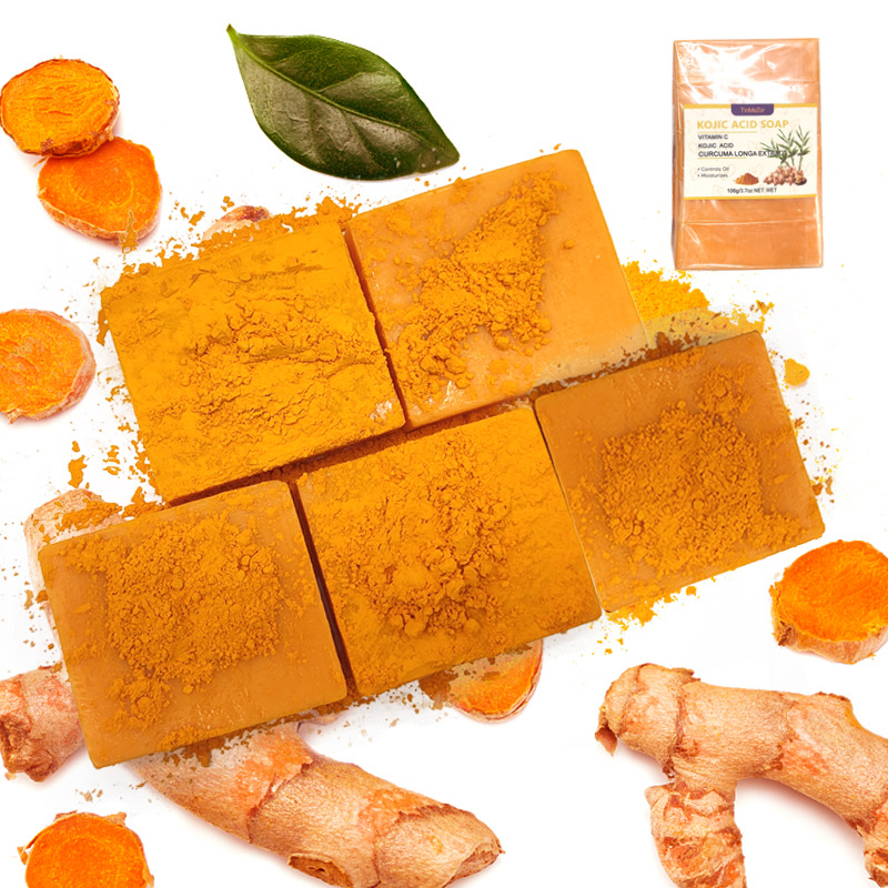 姜黄曲酸皂外贸跨境洁面生姜身体清洁洗脸手工精油香皂沐浴定制TK