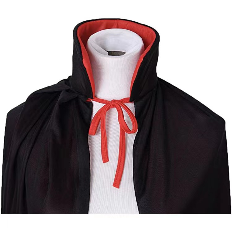 Halloween capa niños adultos maquillaje traje apoyos rojo y negro cara soporte collar muerte mago manto pirata capa