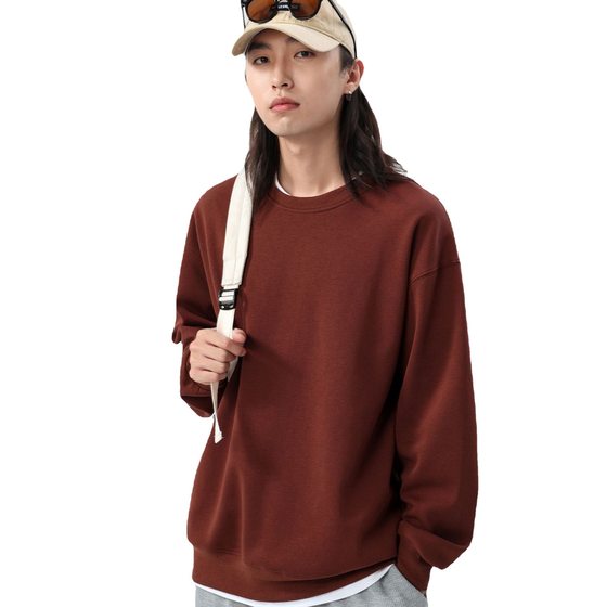 European and American loose tide version 500g heavy weight padded plus velvet small shoulder sleeve round neck men's and women's clothing wholesale printing