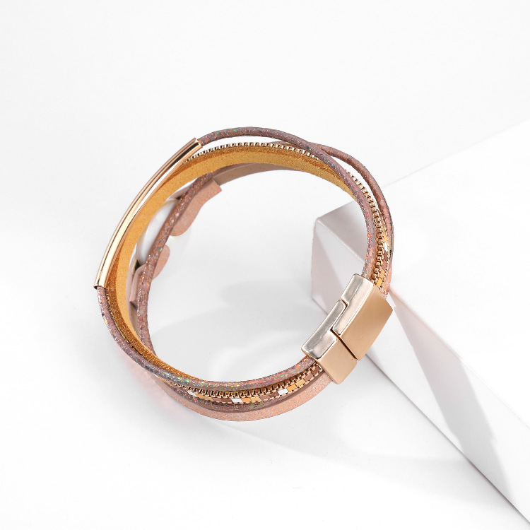 Bohemian Copper Tube Diamond Magnetic Buckle Bracelet display picture 15