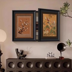 中古风电表箱装饰画花鸟画法式复古对开门电闸盒配电箱遮挡挂画