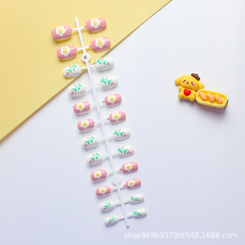 Desmontable lindo de los niños uñas 24 piezas de uñas de belleza de uñas de los niños pieza de uñas falso parche de uñas para el comercio exterior