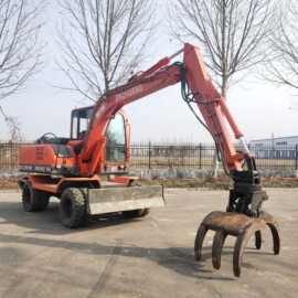 90型号 特价处理 二手轮式抓木机 旋转装载机图片 炮头 挖机改装