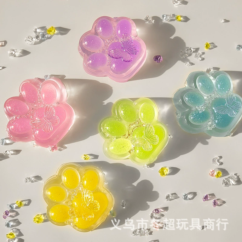 Новая ледяная прозрачная морская соль, кошачья лапа, сделай сам, бабочка, прозрачная кошачья лапа, мягкая игрушка для снятия стресса, медленный отскок, студенческий подарок.