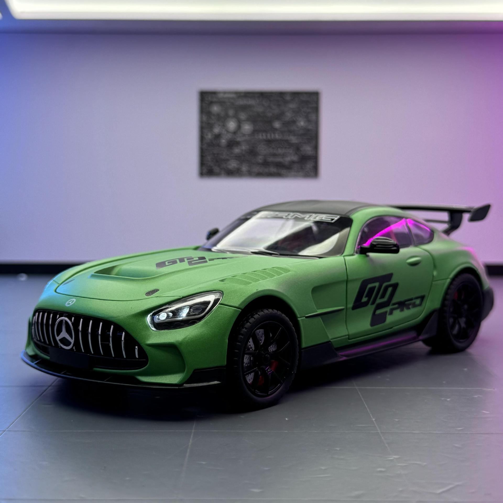 Li Jiaxin modelo de coche de aleación 1:24 Daben coche deportivo AMG-GT con sonido y luz de retorno coche de juguete modelo de efecto de sonido