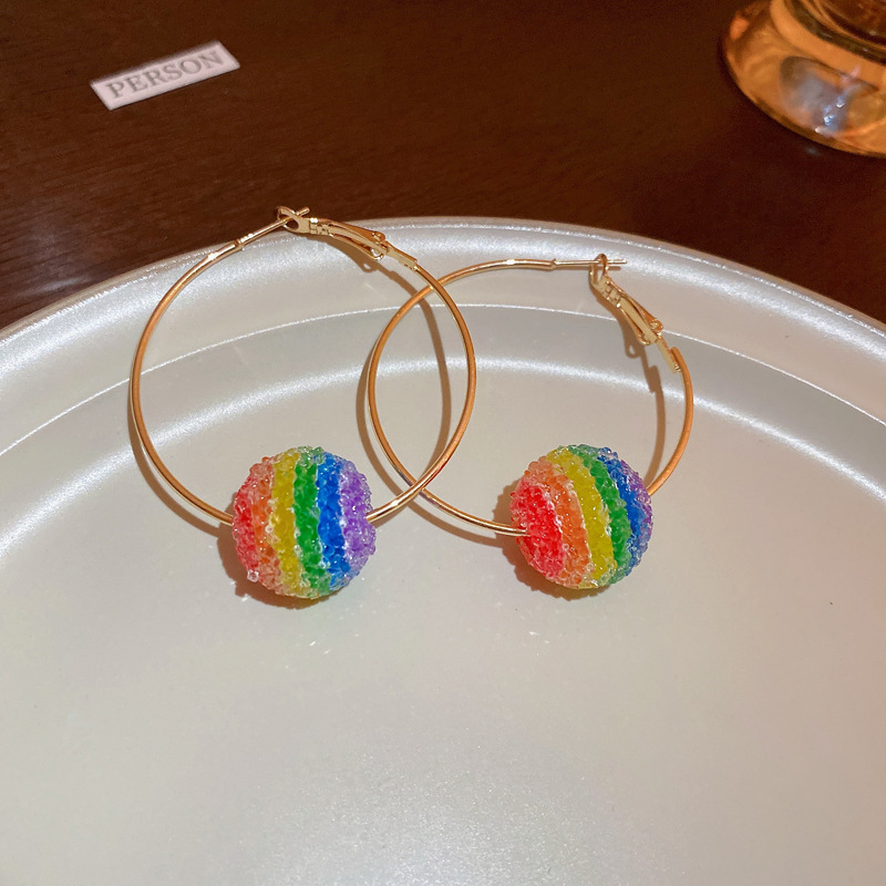 1 Pair Simple Style Rainbow Alloy Inlay Rhinestones Women's Drop Earrings display picture 7