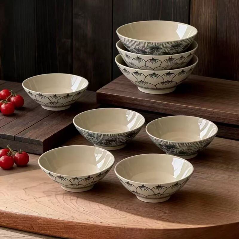 Vintage Old-Style Bowl, Earthen Bowl, Japanese-Style Blue and White Conical Noodle Bowl, Soup Bowl, Old Ceramic Rice Bowl, Nostalgic Bowl for Braised Pork Vintage Old-Style Bowl, Earthen Bowl, Japanese-Style Blue and White Conical Noodle Bowl, Soup Bowl, Old Ceramic Rice Bowl, Nostalgic Bowl for Braised Pork
