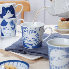 日本进口萌猫马克杯美浓烧陶瓷杯子可爱卡通家用办公室茶杯